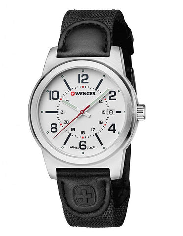 Wenger Field Gear Mens Watch - White Dial - Black Nylon Strap - Date - 100m - 01.0441.162