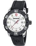 Wenger Mens Roadster Watch - Stainless Steel - White Dial - Black Silicone Strap - 01.0851.109