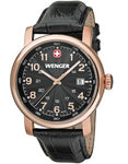 Wenger Mens Urban Classic - Rose Gold Color PVD - Black Dial - Leather Strap - 01.1041.108