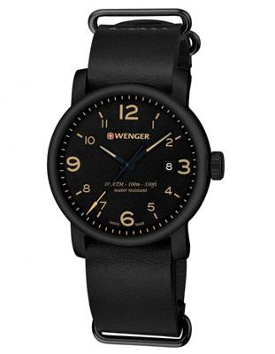 Wenger Mens Urban Metropolitan - Black PVD Case - Black Dial & Strap - Date - 01.1041.135