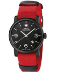 Wenger Mens Urban Classic Watch - Black Metal - Black Dial - Red Nylon Strap - 01.1041.332_41747891-c475-4417-b672-02a5c7cae16a