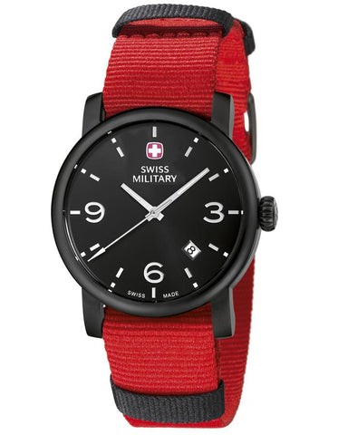 Wenger Mens Urban Classic Watch - Black Metal - Black Dial - Red Nylon Strap - 01.1041.332_41747891-c475-4417-b672-02a5c7cae16a