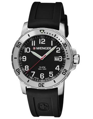 Wenger Mens Off Road - Stainless - Black Dial - Black Silicone Strap - Date - 01.1341.102