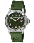 Wenger Mens Off Road - Stainless - Green Dial - Green Silicone Strap - Date - 01.1341.105