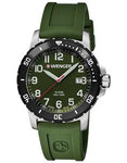 Wenger Mens Off Road - Black PVD - Green Dial - Green Silicone Strap - Date - 01.1341.106