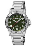 Wenger Mens Off Road - Green Dial - Stainless Steel Case and Bracelet - Date - 01.1341.107