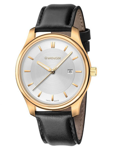 Wenger Mens City Classic - Gold-Tone - Silver-Tone Dial - Black Strap - Date - 01.1421.101_1a6b44c8-0028-4b37-9eb7-c33eb01e47dd