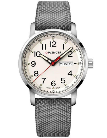 Wenger Mens Attitude Heritage Watch - White Dial - Grey Strap - Day/Date - 100m - 01.1541.106_f8f8da80-d1fb-4909-9b7c-530c666be368