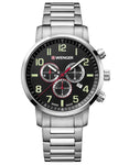 Wenger Mens Attitude Stainless Steel Chronograph - Black Dial - Date Window - 01.1543.102