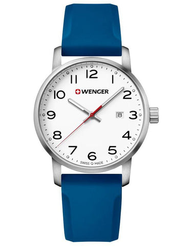 Wenger Mens Avenue Watch - White Dial - Blue Silicone Strap - Date - 100m - 01.1641.107_23d3796d-897a-4ec2-ba8c-257e37d0a460