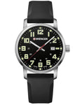 Wenger Mens Avenue Military Time Watch - Black Silicone Strap - Date Window - 01.1641.110