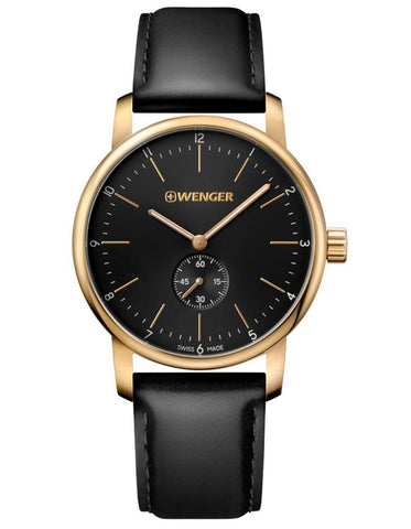 Wenger Mens Urban Classic Watch - Rose Gold-Tone - Black Dial & Strap - 100m - 01.1741.101_06880ad4-8934-4e16-bb3a-bde63731adb9