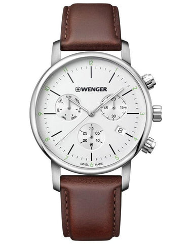 Wenger Mens Urban Classic Chronograph - Stainless - Brown Strap - Date - 100m - 01.1743.101_43d6dfa1-a104-463c-96b7-a68d55ef1930