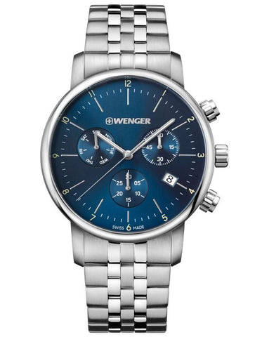 Wenger Mens Urban Classic Chronograph - Blue Dial -  Bracelet - 100m - Date - 01.1743.105_d89eec23-91a0-44fc-b972-c16bda71ae10