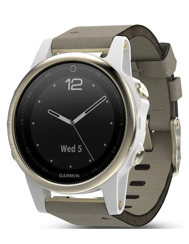 Garmin Fenix 5S Sapphire Smartwatch - Champagne- Suede Band - Wi-Fi-Enabled - 010-01685-12