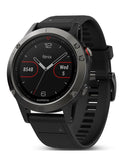 Garmin Fenix 5 Multisport Smartwatch - GPS - Slate Gray - Black Silicone Band - 010-01688-00