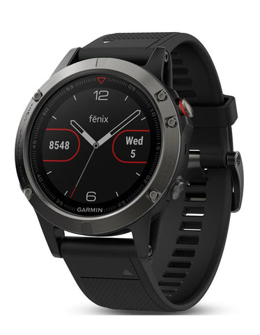 Garmin Fenix 5 Multisport Smartwatch - GPS - Slate Gray - Black Silicone Band - 010-01688-00