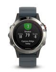Garmin Fenix 5 Multisport Smartwatch - GPS - Stainless Steel- Blue Silicone Band - 010-01688-01A