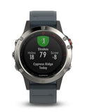 Garmin Fenix 5 Multisport Smartwatch - GPS - Stainless Steel- Blue Silicone Band - 010-01688-01A