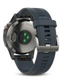 Garmin Fenix 5 Multisport Smartwatch - GPS - Stainless Steel- Blue Silicone Band - 010-01688-01B