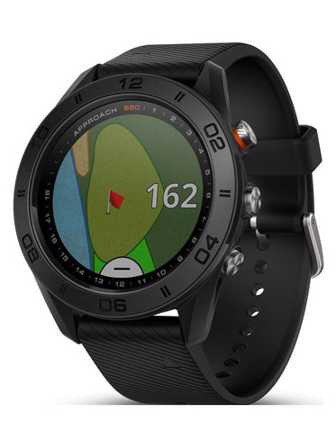 Garmin Approach S60 Golf Watch - Black Polymer -Black Silicone Band- Touchscreen - 010-01702-00