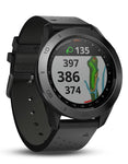 Garmin Approach S60 Premium Golf Watch - Black Ceremic - Black Leather Band - 010-01702-03B
