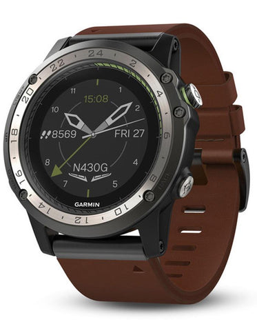 Garmin D2 Charlie Smart Aviation Watch - Titanium - Brown Leather Strap - 010-01733-30_ab604113-fe00-4170-aa64-0b0ed13bc7ef