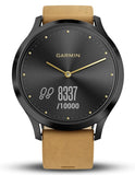 Garmin Vivomove HR Hybrid Smartwatch - Onyx Black - Tan Suede Strap -Extra Strap - 010-01850-10A