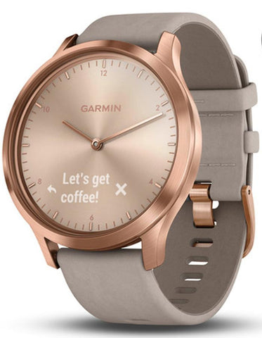 Garmin Vivomove HR Hybrid Smartwatch - Rose Gold - Gray Suede Strap -Extra Strap - 010-01850-19