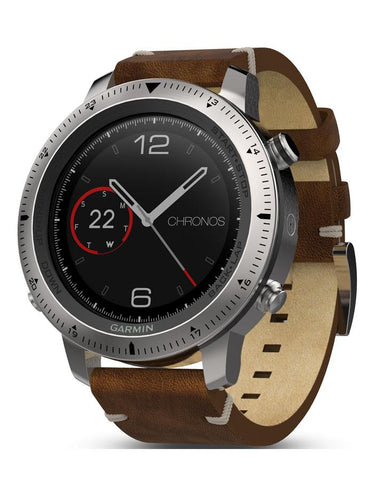 Garmin Fenix Chronos Luxury GPS - Stainless Steel - Vintage Leather Band - 010-01957-00