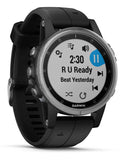 Garmin Fenix 5S Plus Multisport Watch - Stainless Steel - Black Band - Bluetooth - 010-01987-20C