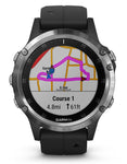 Garmin Fenix 5 Plus Multisport Watch - Stainless Steel - Black Band - Bluetooth - 010-01988-10A