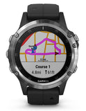 Garmin Fenix 5 Plus Multisport Watch - Stainless Steel - Black Band - Bluetooth - 010-01988-10A