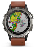 Garmin D2 Delta Aviator Watch - Titanium Bezel - Brown Leather Strap - 010-01988-30A