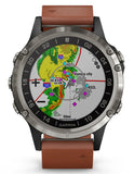 Garmin D2 Delta Aviator Watch - Titanium Bezel - Brown Leather Strap - 010-01988-30A