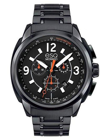 ESQ Movado Excel Chronograph - Black Dial - Black IP Case and Bracelet - 07301418