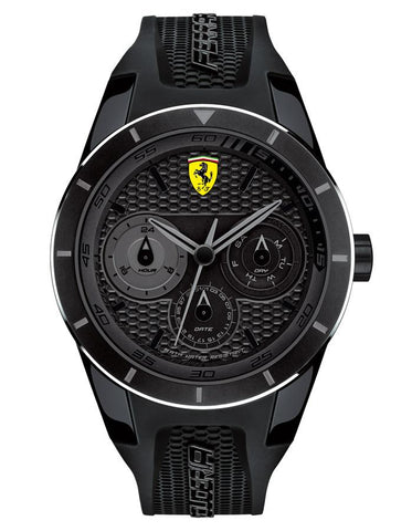 Scuderia Ferrari Red Rev T Muli Day/Date Watch - All Black - Silicone Strap - 0830259