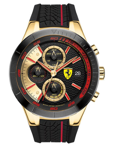 Scuderia Ferrari Red Rev Evo Chronograph - Gold & Black - Silicone Strap - 0830298