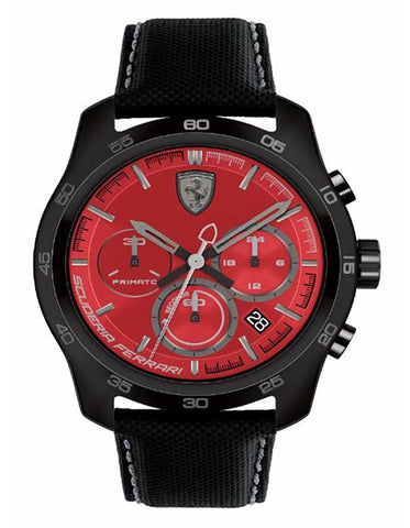 Scuderia Ferrari Primato Chronograph Watch - Black Metal - Black Leather Strap - 0830447_519da12c-d270-4a29-8286-6939db0f6615