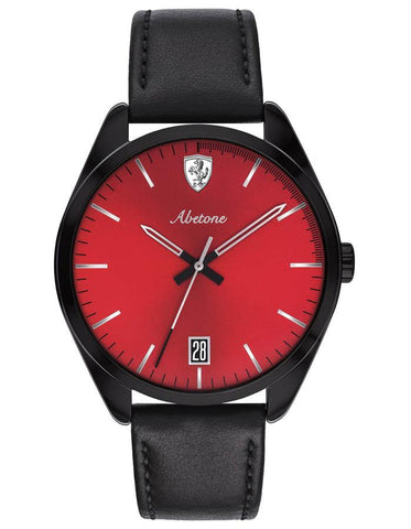 Scuderia Ferrari Mens Abetone Watch - Black-Tone Metal - Leather - Date - 0830499