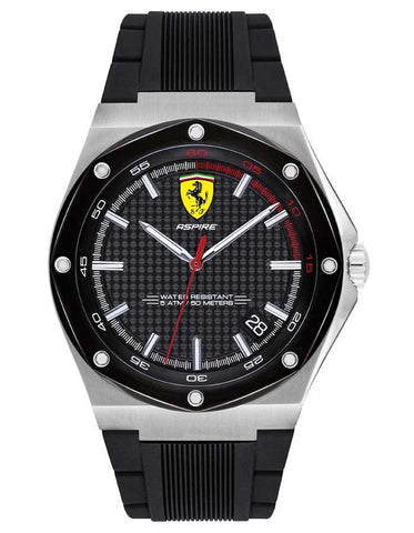 Scuderia Ferrari Aspire Watch - Stainless Steel - Black Dial - Date - Silicone - 0830529_314f75c4-b879-4d81-ab70-3a2825435eb4