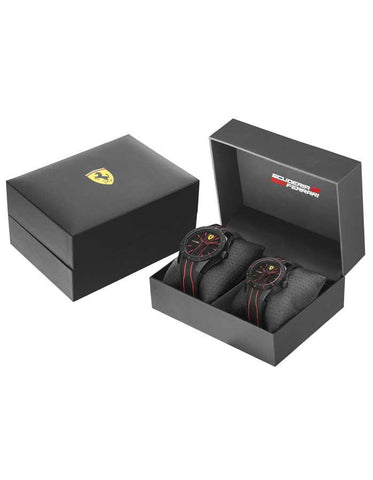 Scuderia Ferrari Red Rev Gift Set - Black Dials - Black Silicone Straps - 0870021