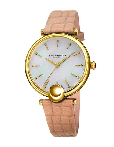 Bruno Magli Womens Miranda Gold-Tone Heritage Watch- Mother of Pearl - Nude - 11.171021.GC_5d767d49-7a04-4d40-bdd3-72a0d7280ff3