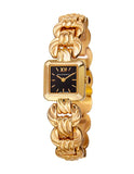 Bruno Magli Womens Mira Petite Square - Gold-Tone- Bracelet Strap - Black Dial - 19.171181.GGA