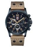 Luminox Mens Atacama Field Alarm Chronograph - Black Dial and PVD Case - Leather - 1945