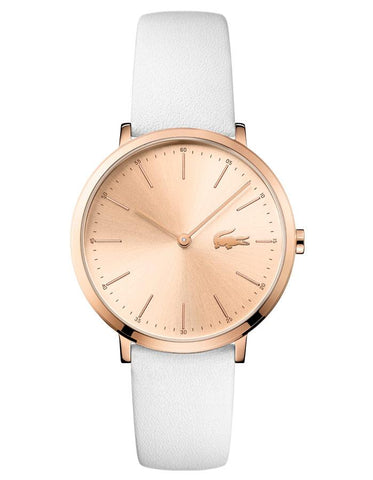 Lacoste Moon Ultra Slim Womens Watch - Rose-Tone Case & Dial - White Leather - 2000949_12256fe2-3036-4017-bb60-3101586b5818