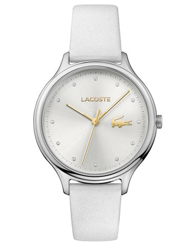 Lacoste Ladies Constance Watch - Stainless Steel - Swarovski - Pearlized Leather - 2001005