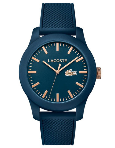 Lacoste 12.12 Watch - Blue Case & Dial - Rubber Strap - Gold-Tone Accents - 30m - 2010817_e323108b-9c14-4fc9-82af-f9f6d06293f5