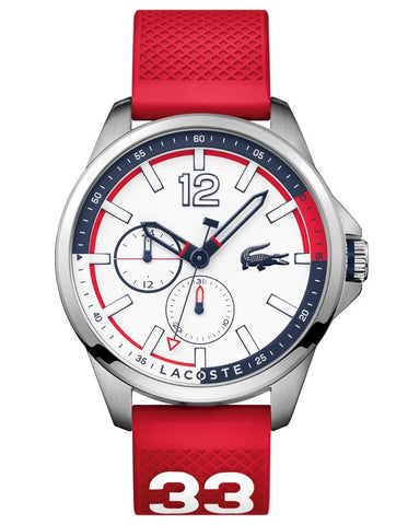 Lacoste Capbreton Mens Multifunction Watch - White/Blue Dial - Red Strap - 50m - 2010895