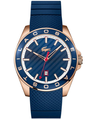 Lacoste Westport Mens Watch - Blue Dial & Strap - Rose Gold-Tone - Date - 50m - 2010906